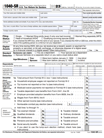 1040SR Fillable Form For 2023 Get IRS Form 1040 SR 2023 Printable 