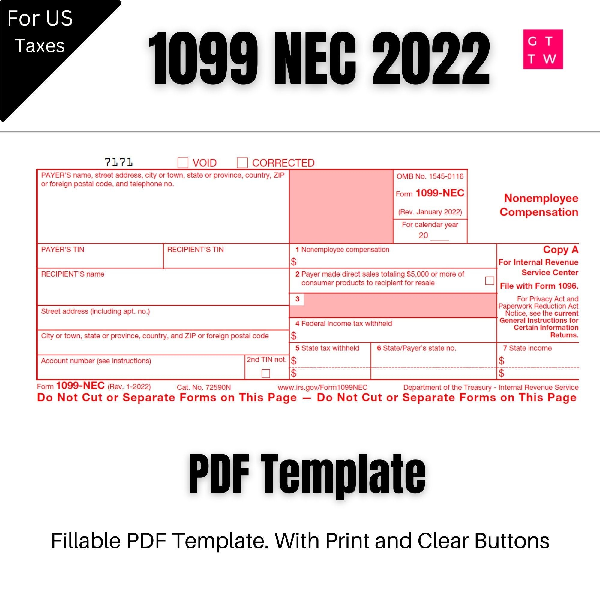 1099 Nec Printable Form Printable Free Templates