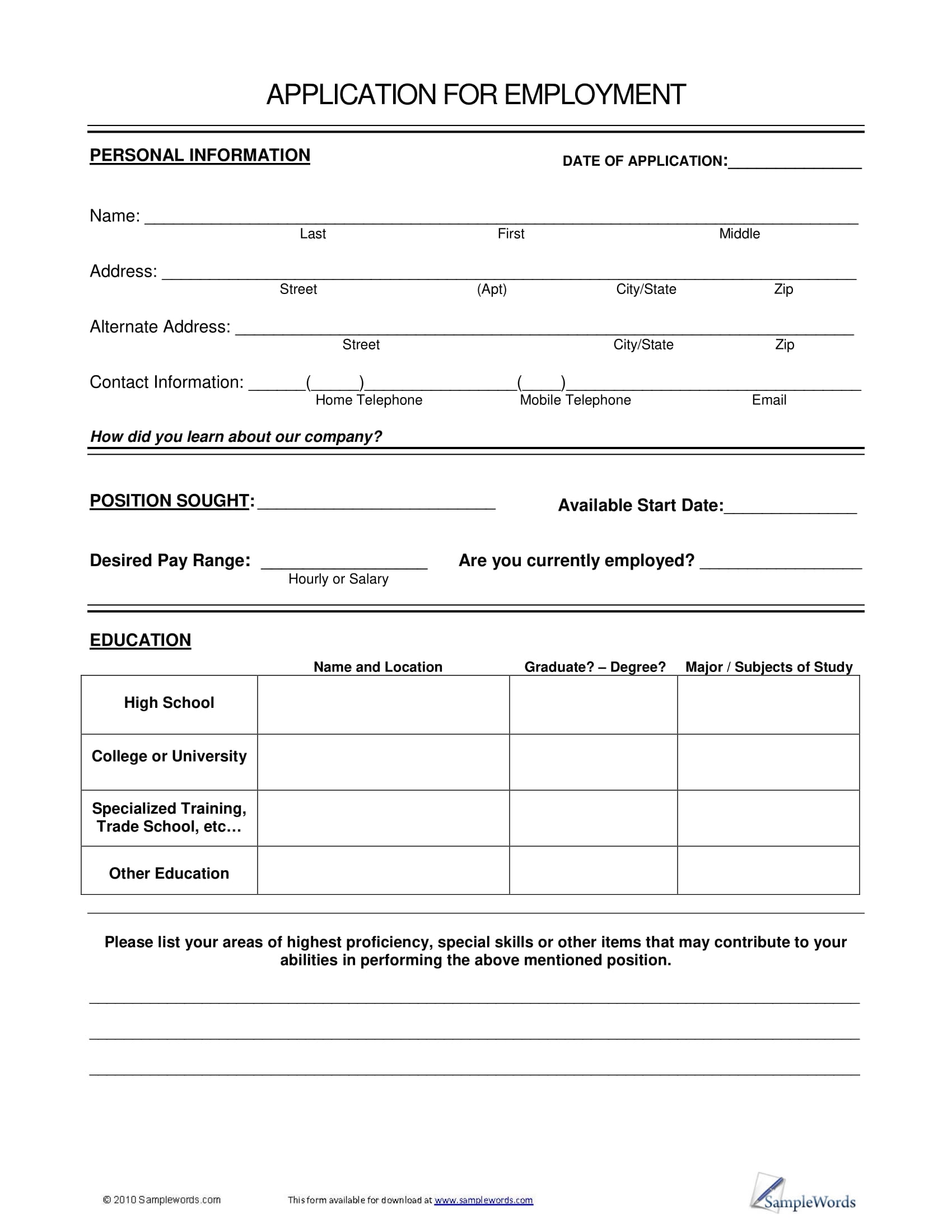 19 Employment Application Form Examples To Download