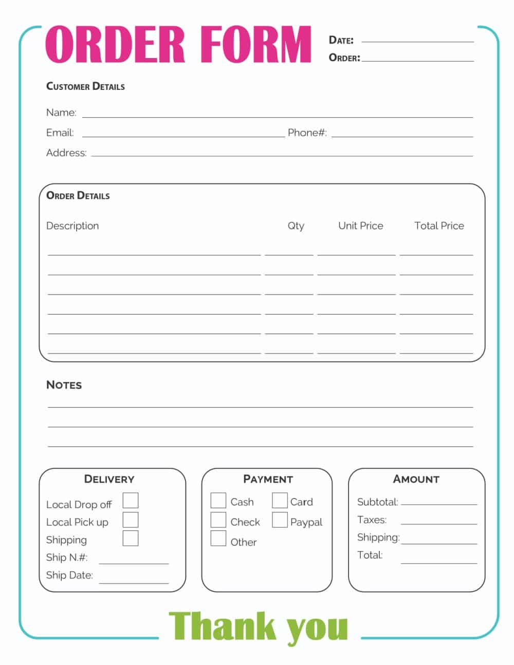 2 Printable Order Form Template Free Downloads Freebie Finding Mom