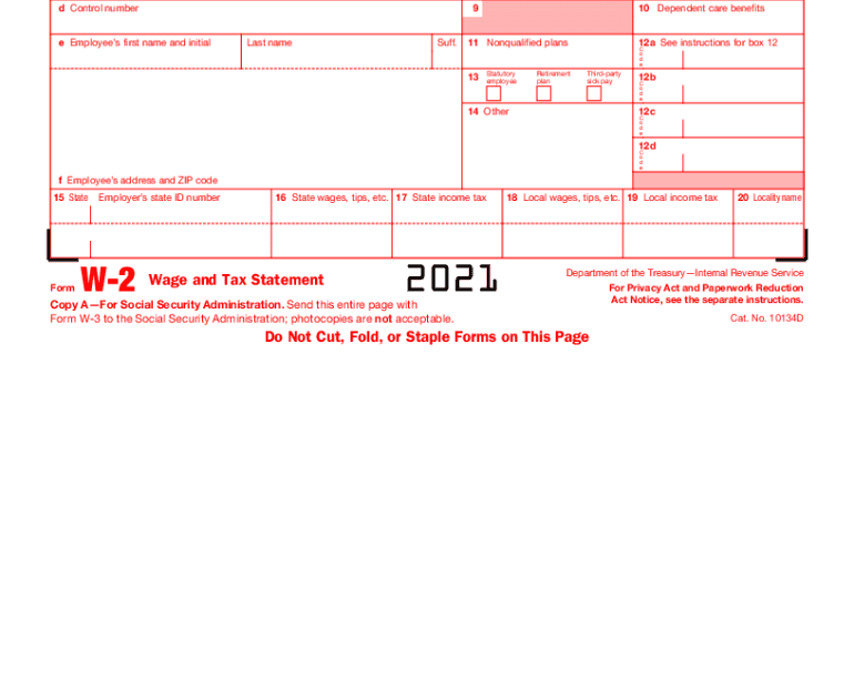 2021 Form IRS W 2 Fill Online Printable Fillable Blank PdfFiller