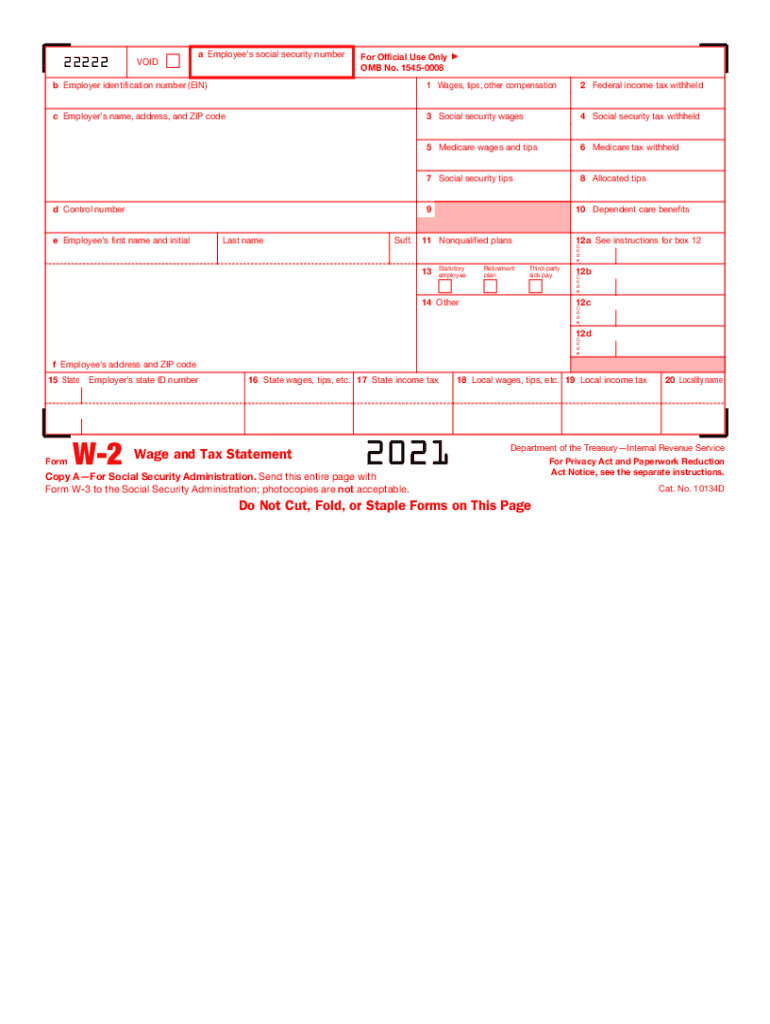 2021 Form IRS W 2 Fill Online Printable Fillable Blank PdfFiller