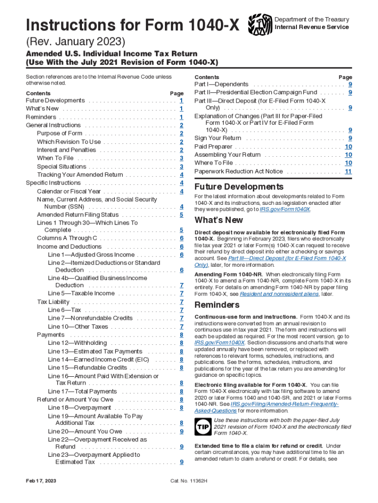 2023 Form IRS Instructions 1040X Fill Online Printable Fillable 