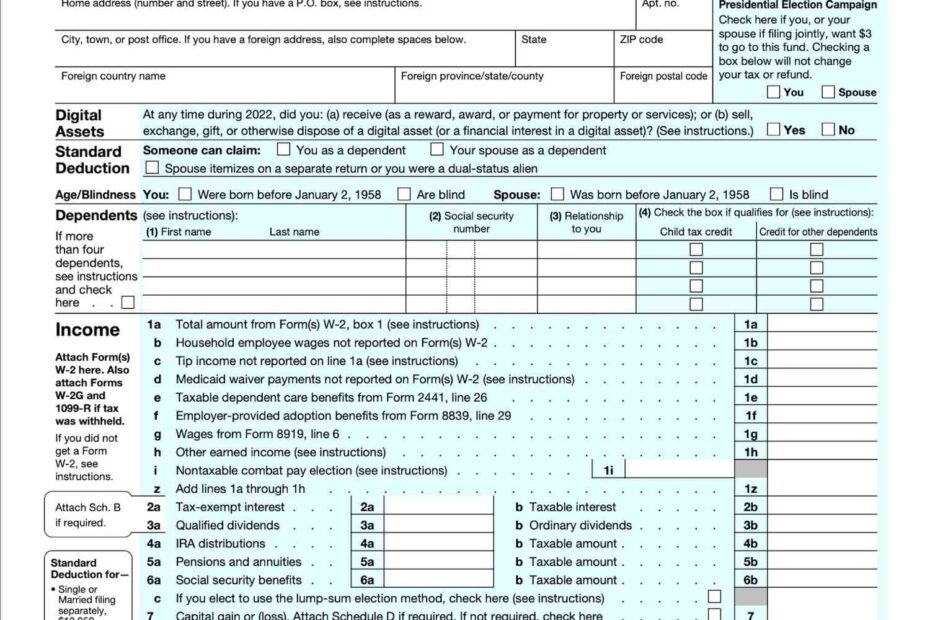2023 Income Tax Form 1040 Printable Forms Free Online