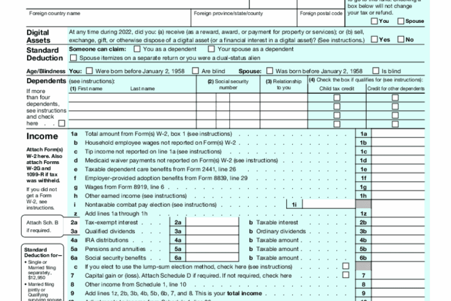 2023 Irs Tax Forms 1040 Printable Forms Free Online