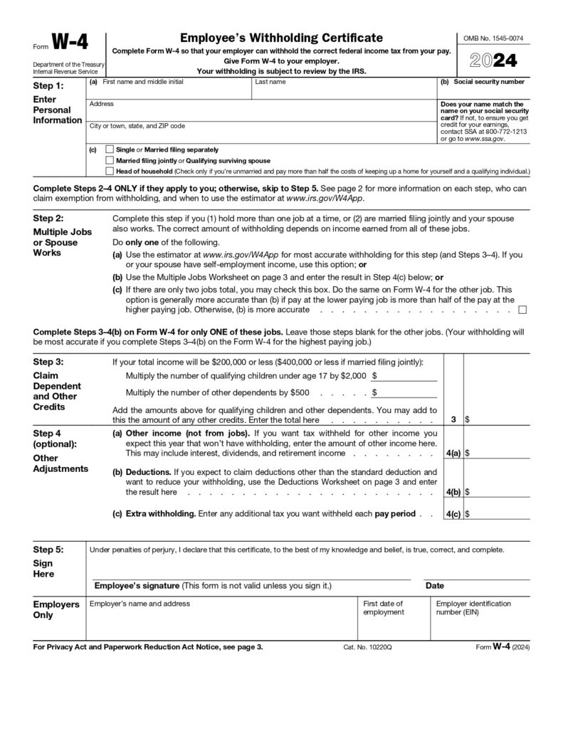 2024 Irs Tax Forms Printable W4 June Sallee