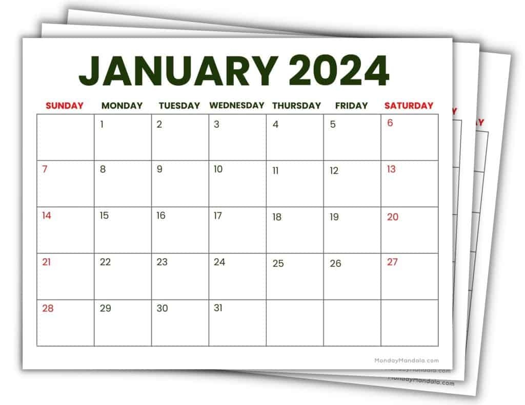 2024 Printable Calendar Free Pdf Blank Fanni Jeannie