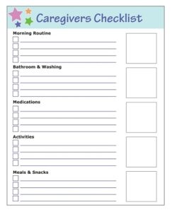 26 Free Printable Caregiver Daily Checklist Templates PDF Template