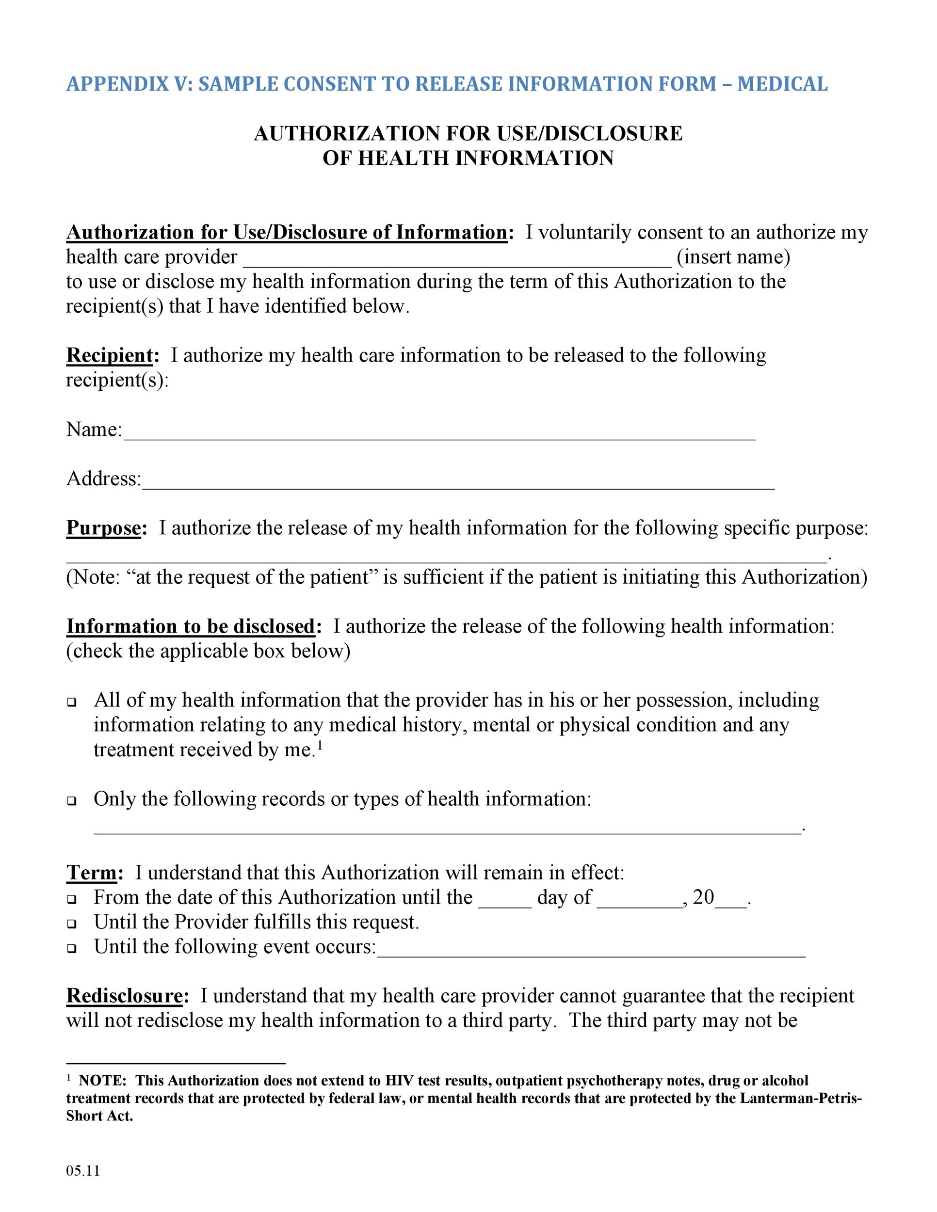 30 Medical Release Form Templates TemplateLab