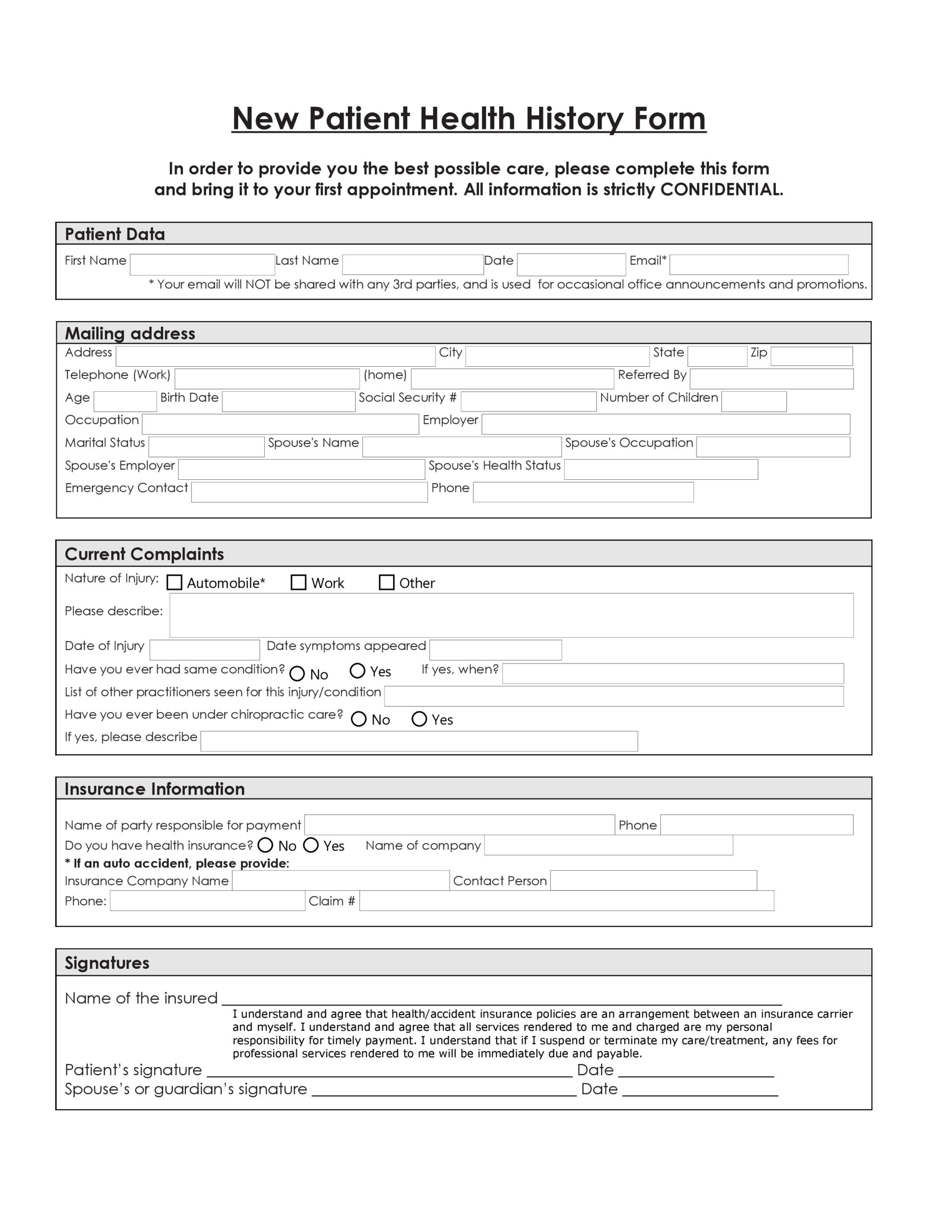 43 Medical Health History Forms PDF Word TemplateLab