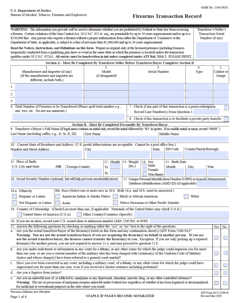 4473 Form 2023 Printable Forms Free Online