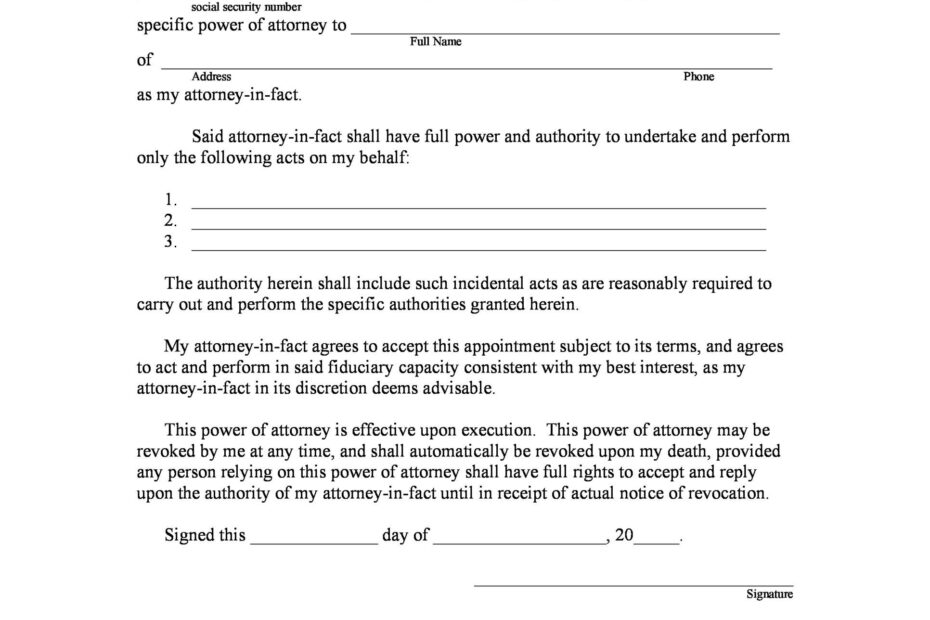50 Free Power Of Attorney Forms Templates Durable Medical General