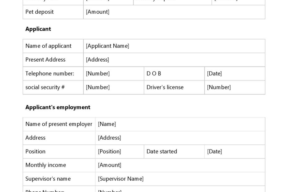 55 Blank Rental Application Forms Templates Editable