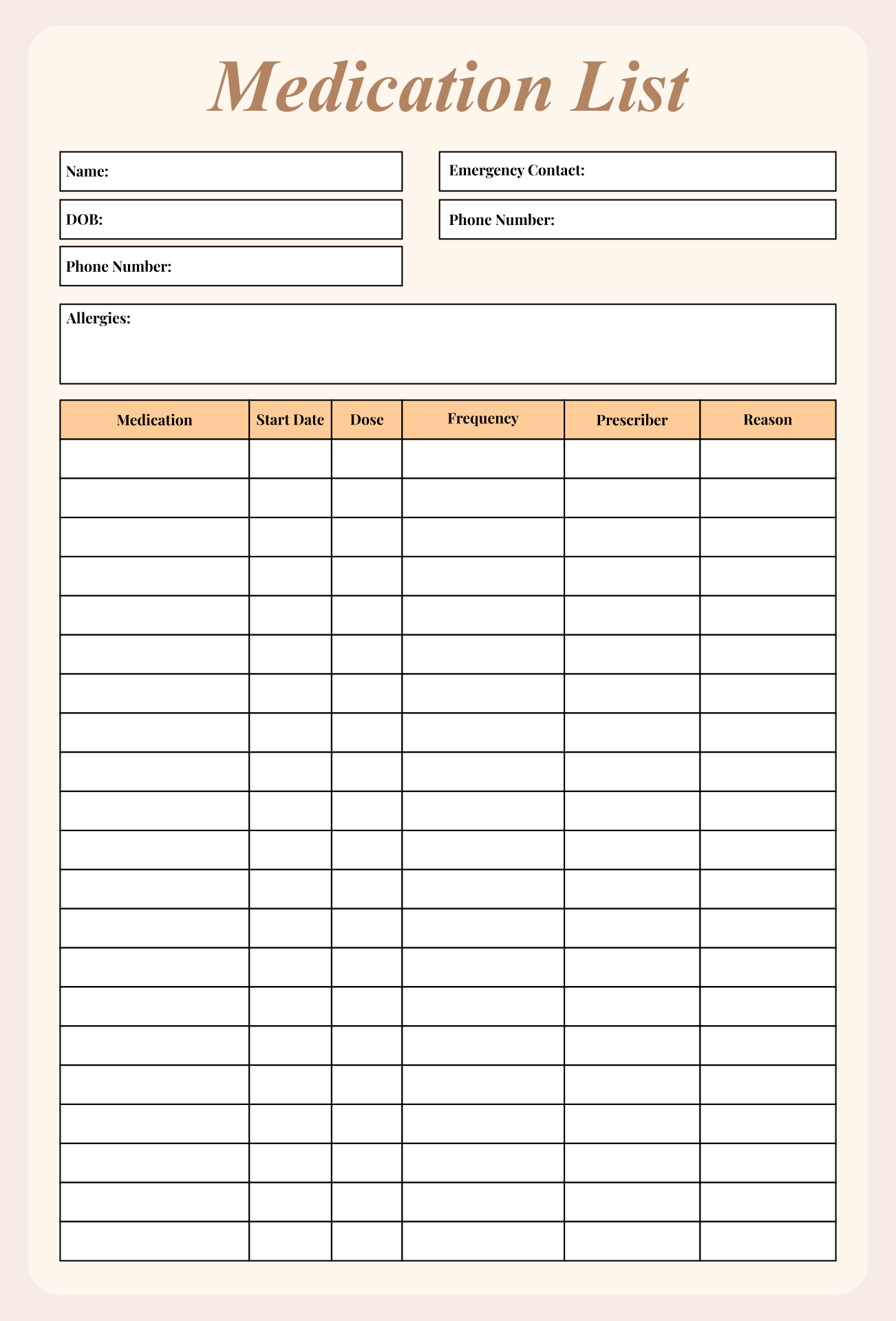 7 Best Images Of Printable Medication List Printable Medication List 