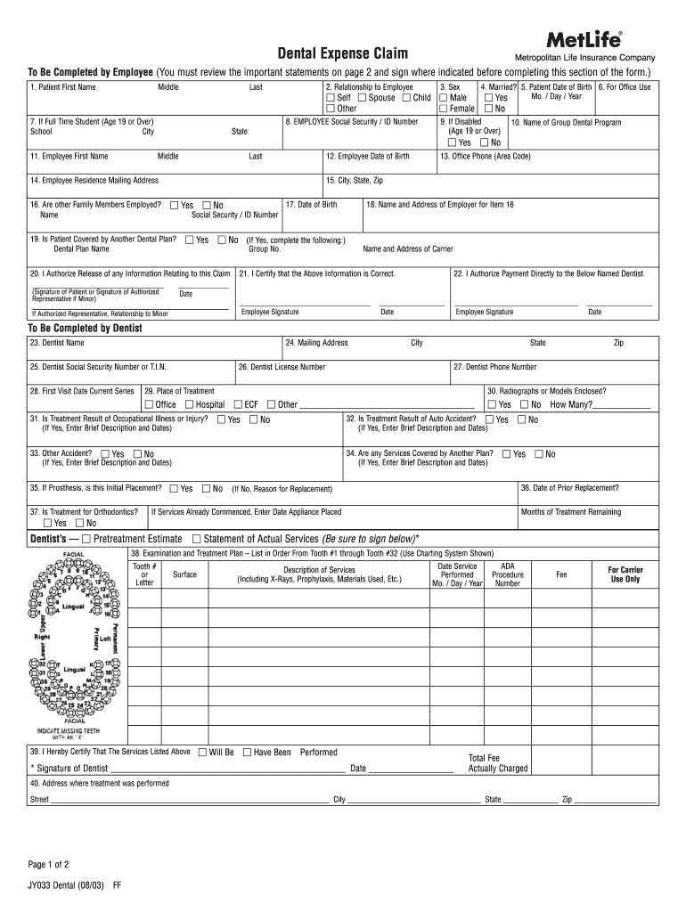 Ada Dental Claim Form Printable