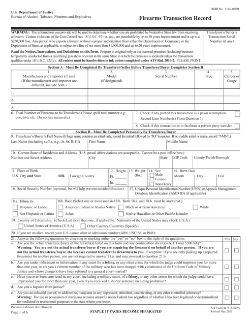 ATF Form 4473 Fill Out Sign Online And Download Fillable PDF 