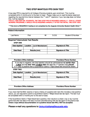 Augusta Two Step Mantoux PPD Skin Test Fill And Sign Printable 