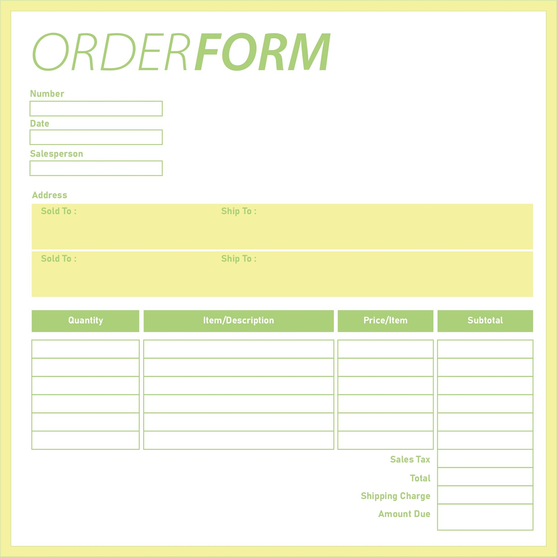 Blank Order Forms 10 Free PDF Printables Printablee