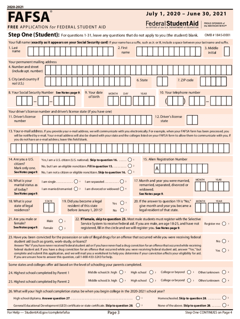Blank Printable Fafsa Form Printable Forms Free Online
