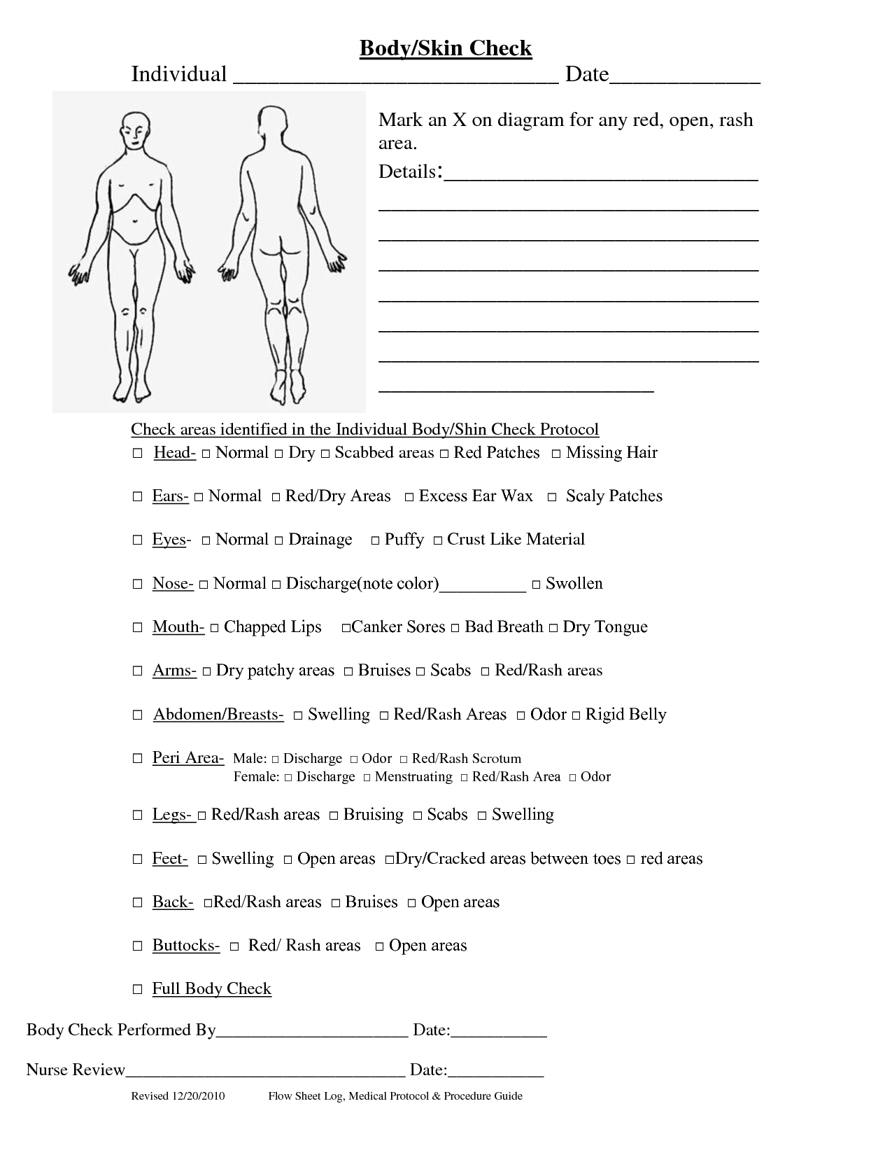 Body Check Free Printable Skin Assessment Forms Printable Calendars 