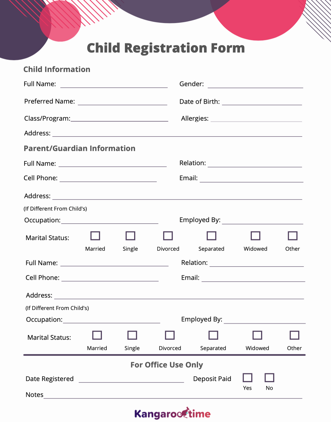 Childcare Registration Form Template