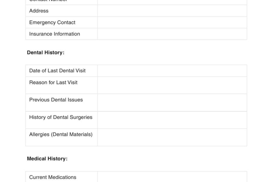 Dental Medical Clearance Form Example Free PDF Download