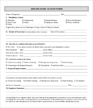 Disciplinary Action Form 21 Free Word PDF Documents Download