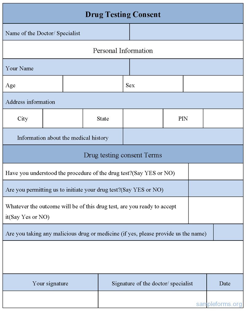 Drug Test Sheet Printable Form