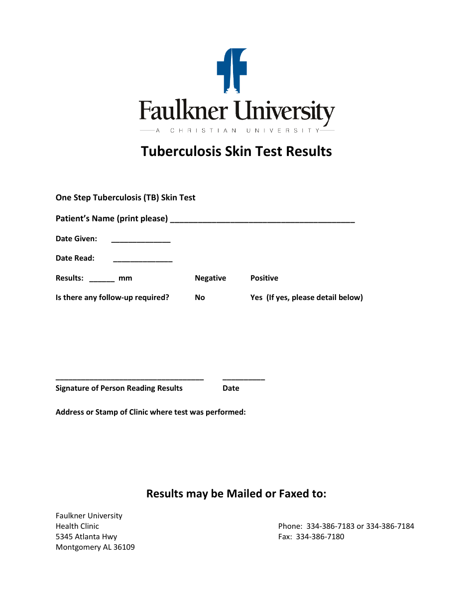 Employment Blank Printable Tb Skin Test Form