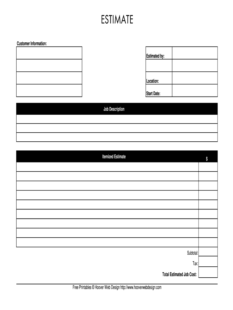 Estimate Form Template Word Fill Out Sign Online DocHub