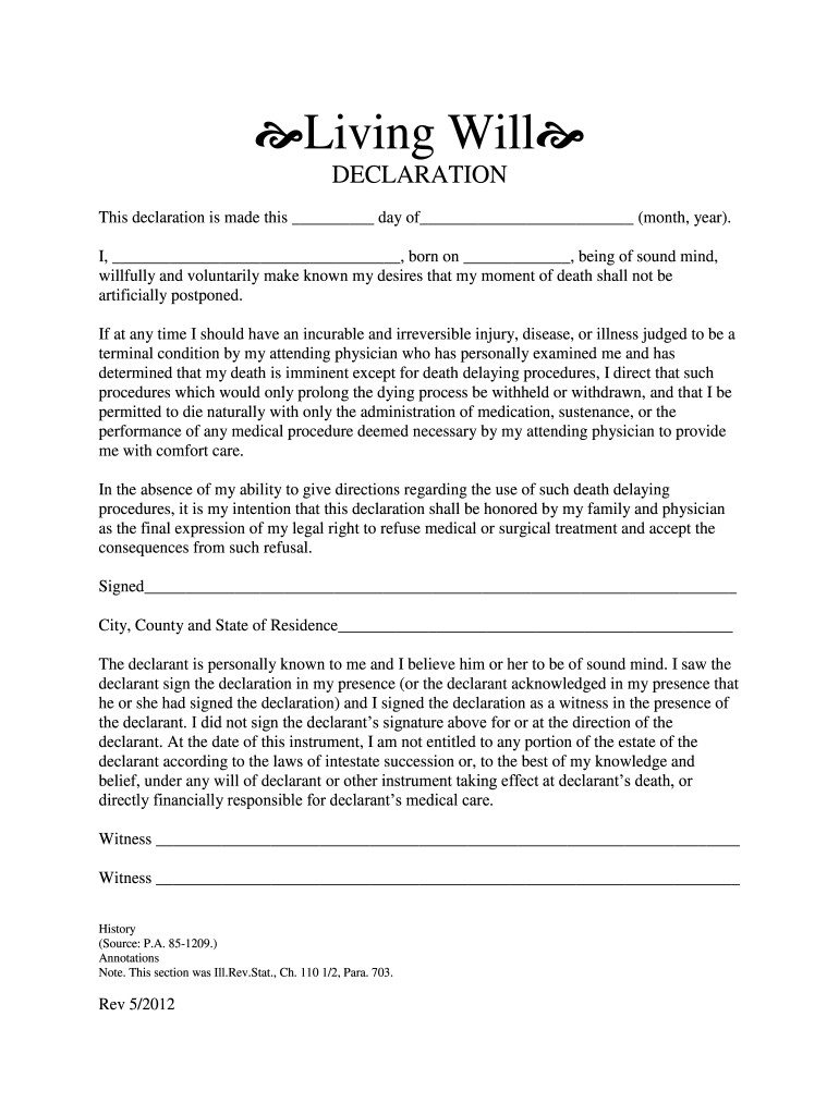 Example Free Printable Living Will Forms Printable Forms Free Online