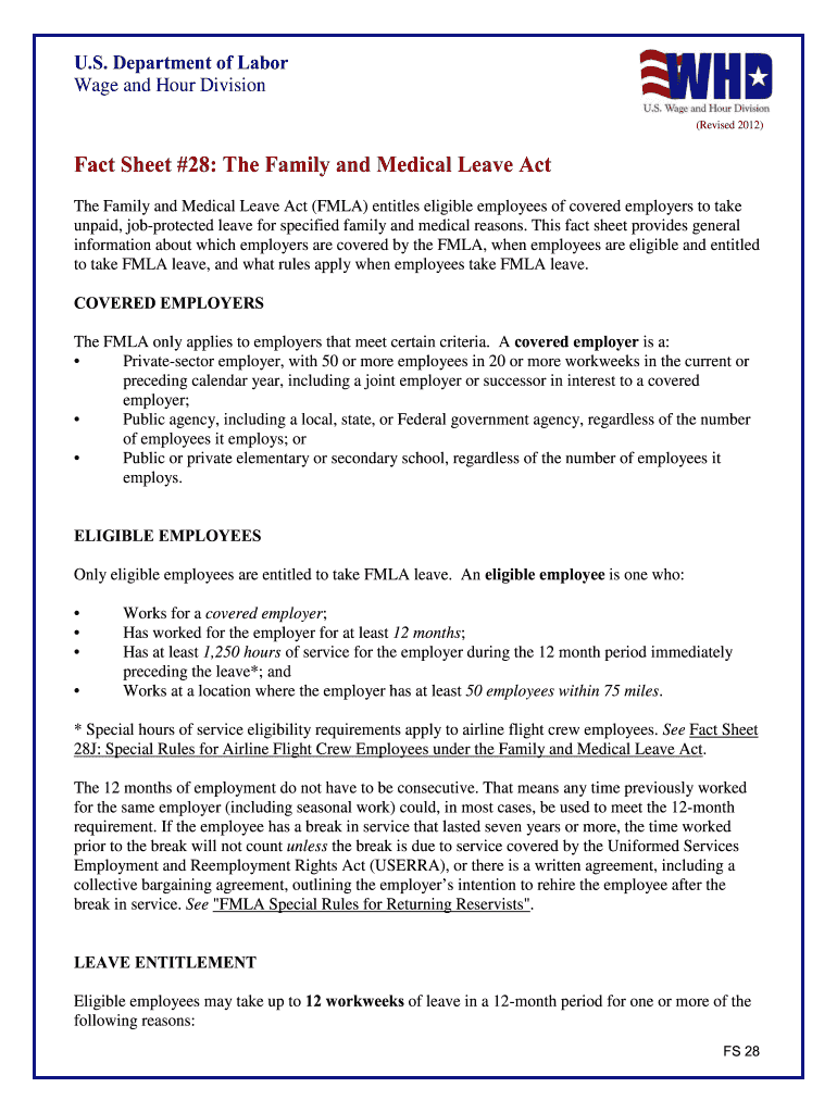 Family Medical Leave Act Fill Out Sign Online DocHub