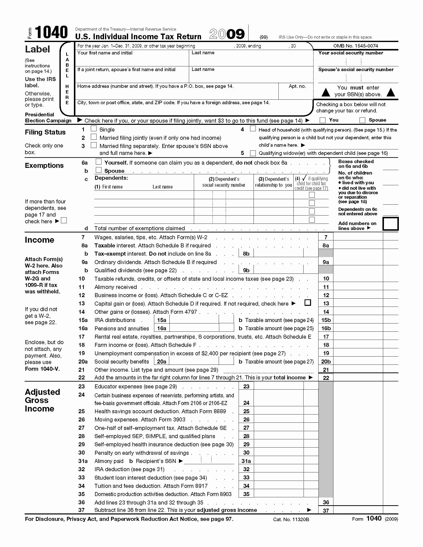 Fillable And Printable Form 1040 Federal Tax Form Printable Forms 