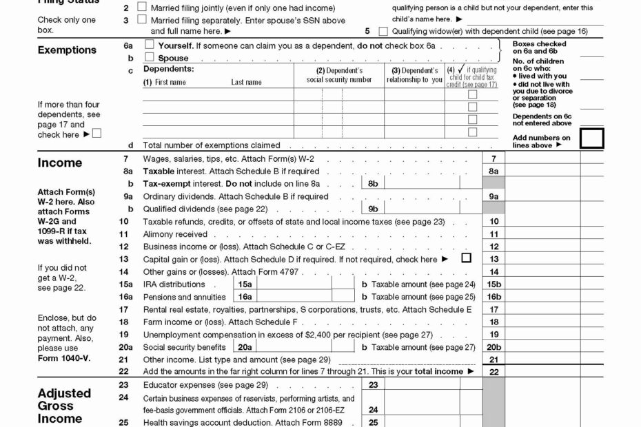 Fillable And Printable Form 1040 Federal Tax Form Printable Forms