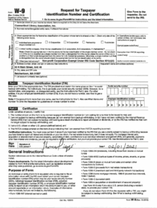 Fillable Online Form W 9 Request For Taxpayer Identification Number