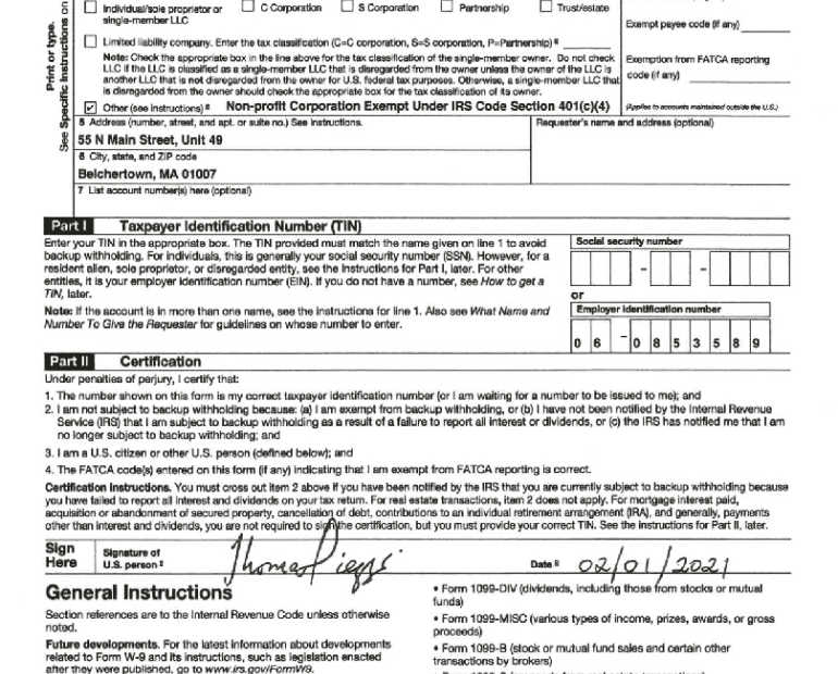 Fillable Online Form W 9 Request For Taxpayer Identification Number