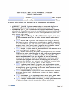 Financial Power Of Attorney Ohio Printable Form Printable Forms Free