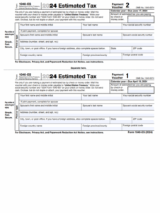 Form 1040 ES gt 2024 IRS 1040 ES Printable Form Instructions To File