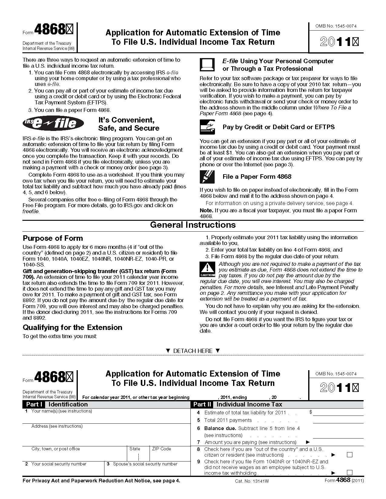 Form 4868 Application For Automatic Extension Of Time To 2021 Tax 