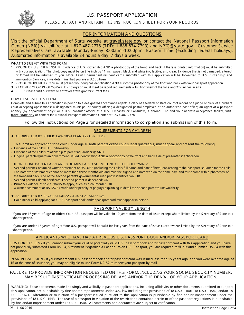 Form DS 11 Fill Out Sign Online And Download Printable PDF 