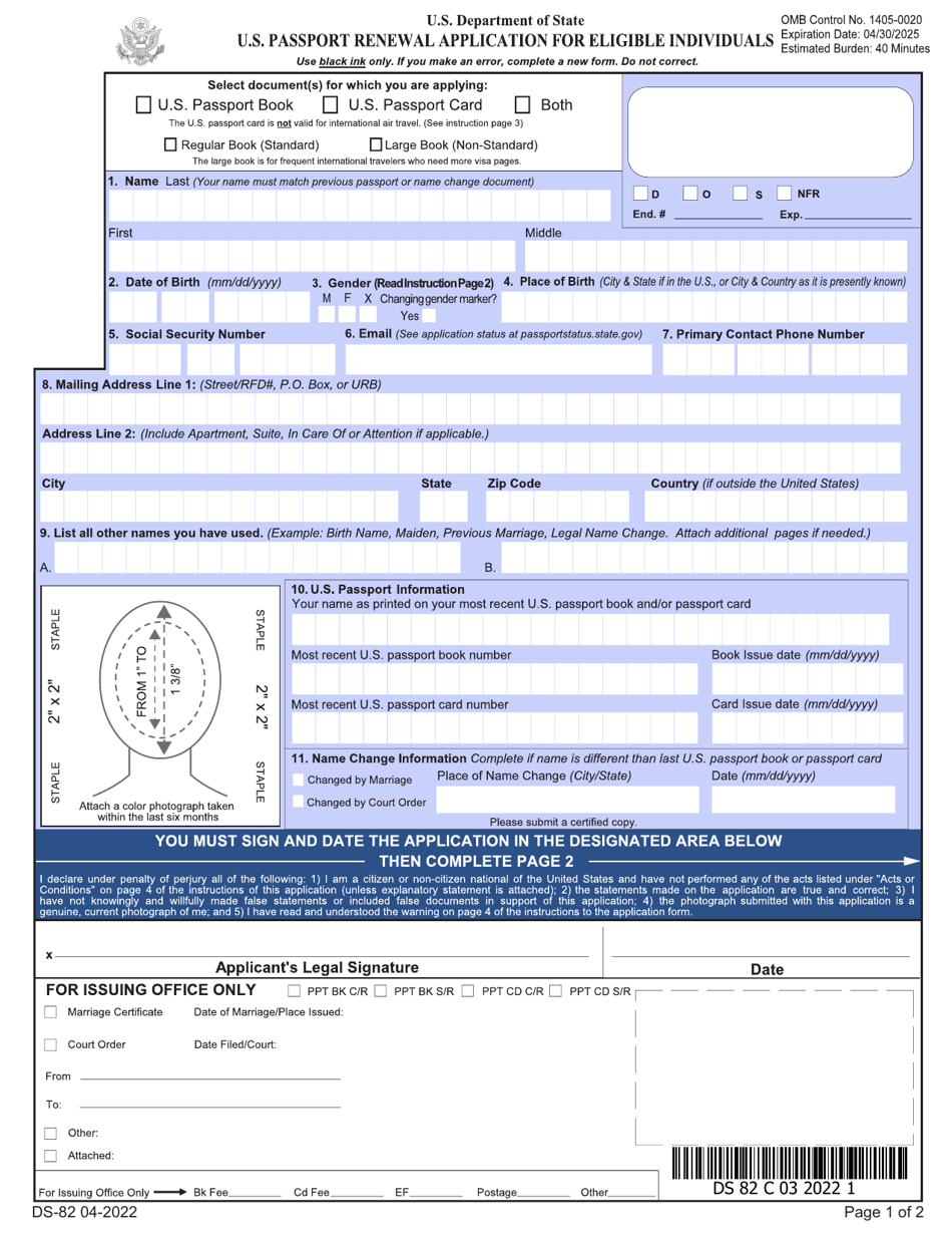 Form DS 82 Fill Out Sign Online And Download Printable PDF 