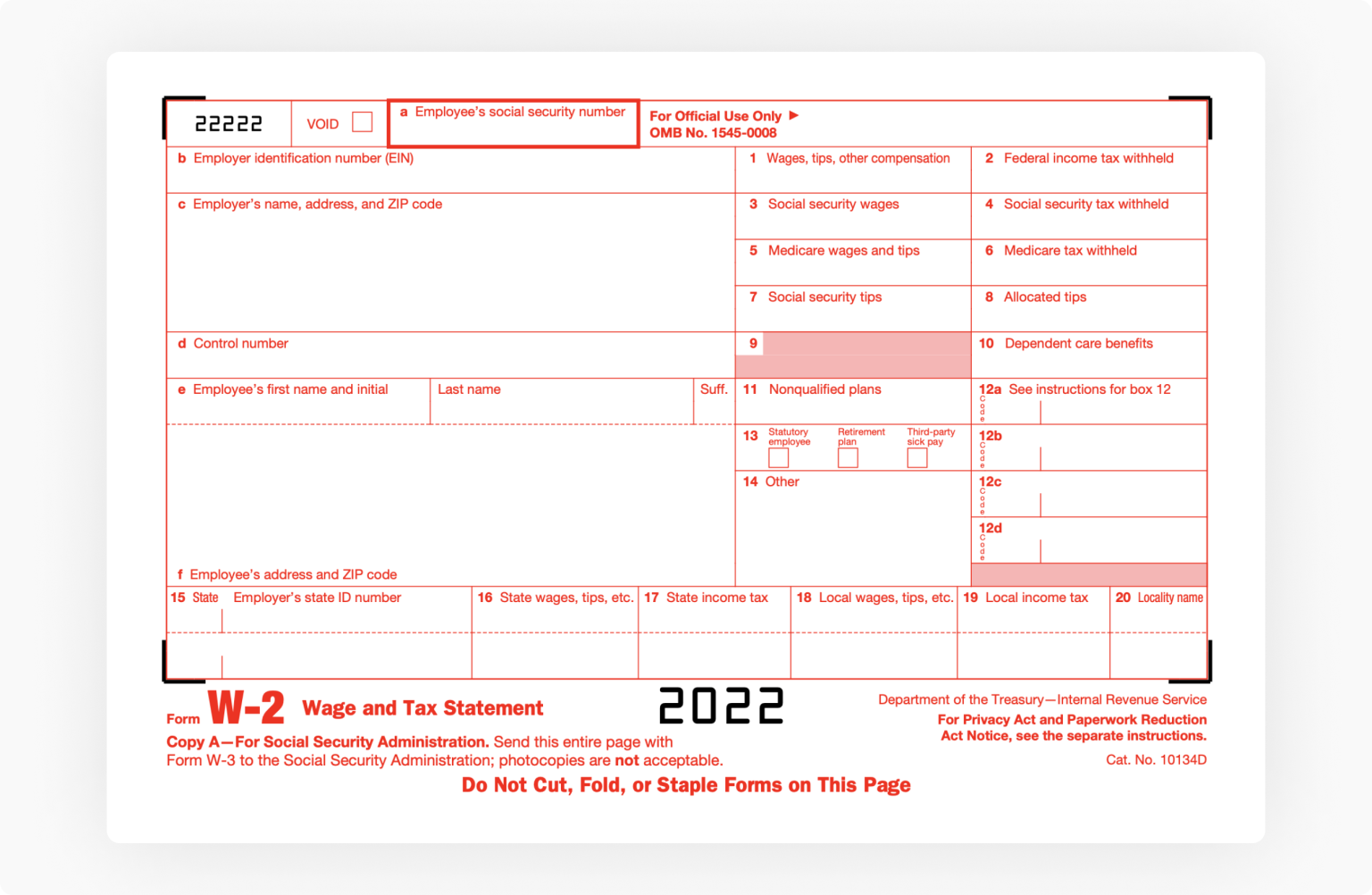 Form W 2 Fillable Printable Forms Free Online