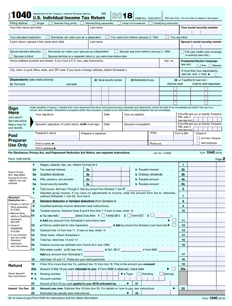 Form1040allpages PriorTax Blog 2021 Tax Forms 1040 Printable