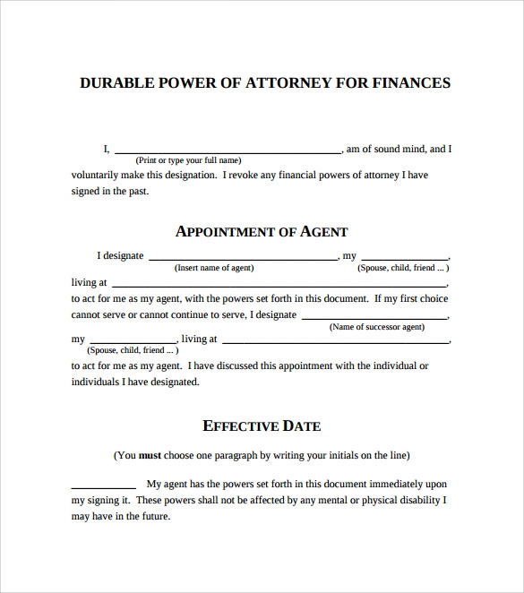FREE 10 Sample Blank Power Of Attorney Forms In PDF MS Word