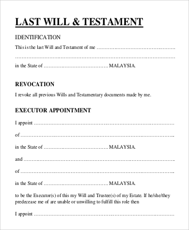 FREE 15 Simple Will Forms In Word PDF