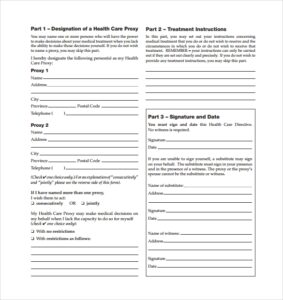 FREE 9 Sample Medical Proxy Forms In PDF MS Word