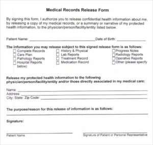 FREE 9 Sample Medical Records Release Forms In PDF