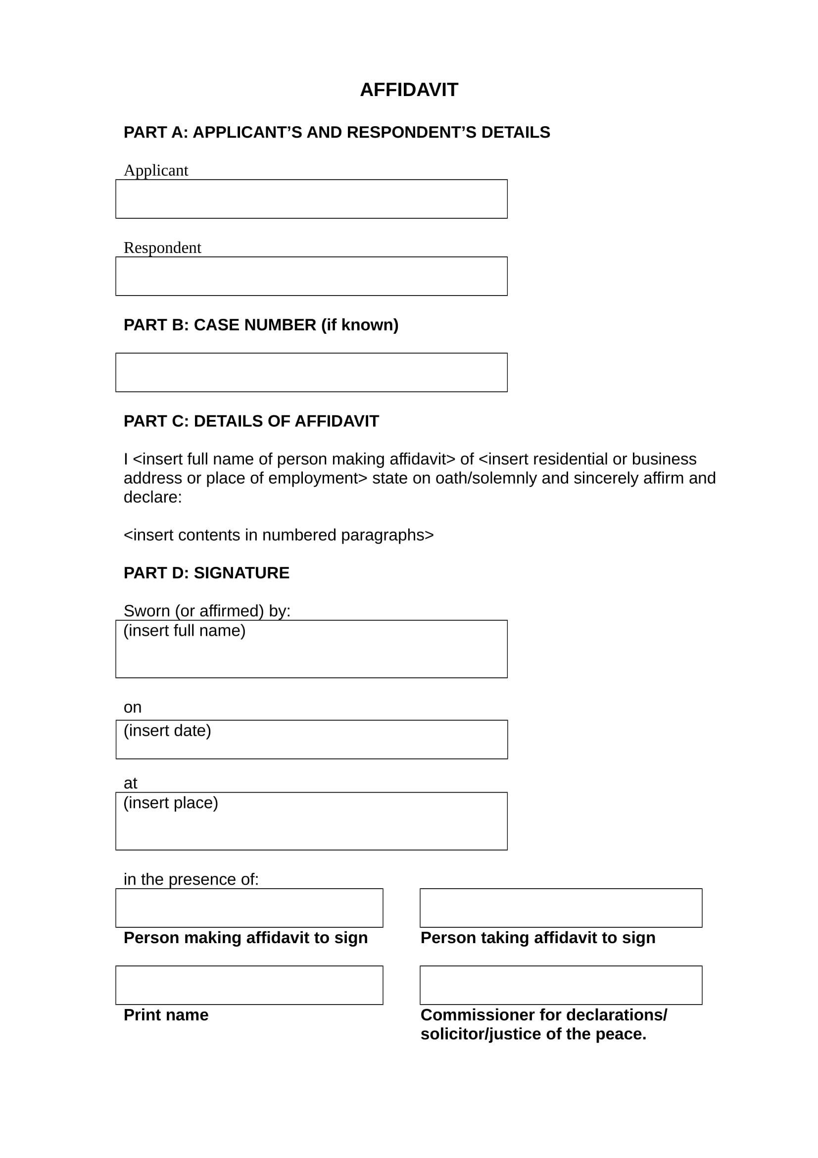Free Affidavit Declaration Form 2024 PrintableAffidavitForm