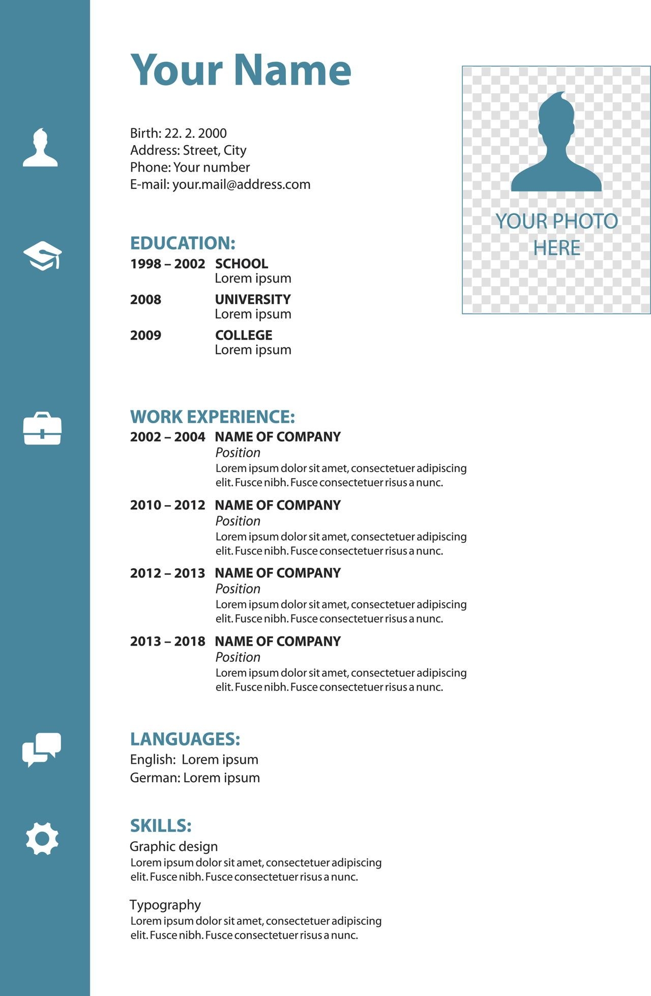 Free And Printable Resume Templates