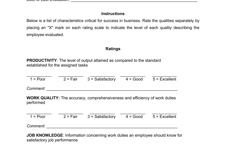 Free Employee Evaluation Template PDF Word